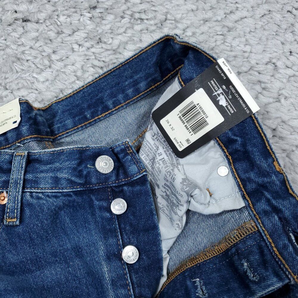 Levi's Premium 501 '90s Straight Baggy Jeans Blue Women's Size 26 x 32 Y2K Loose - Picture 5 of 10